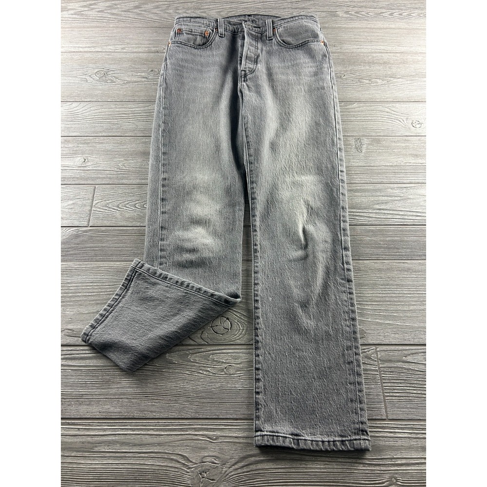 Levis Premium 501 Jeans Womens Gray Charcoal Straight Button Fly Denim Size 30